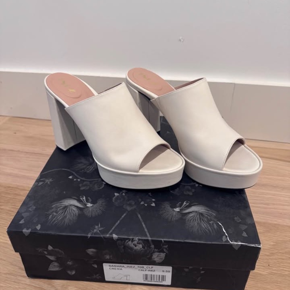 Inez Cream Open-Toe Platform Heels